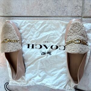 Coach Helena Chain Shearling Loafers fur shoes logo y2k handbag design flats